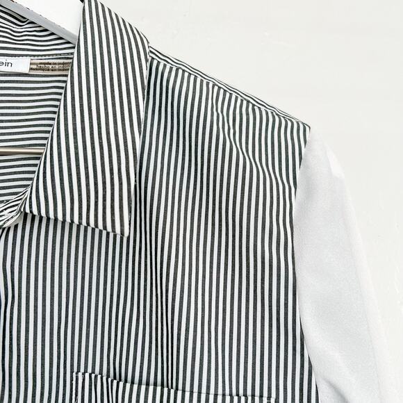 Calvin Klein Striped Shirttail Hem Button Down Large - Picture 2 of 6